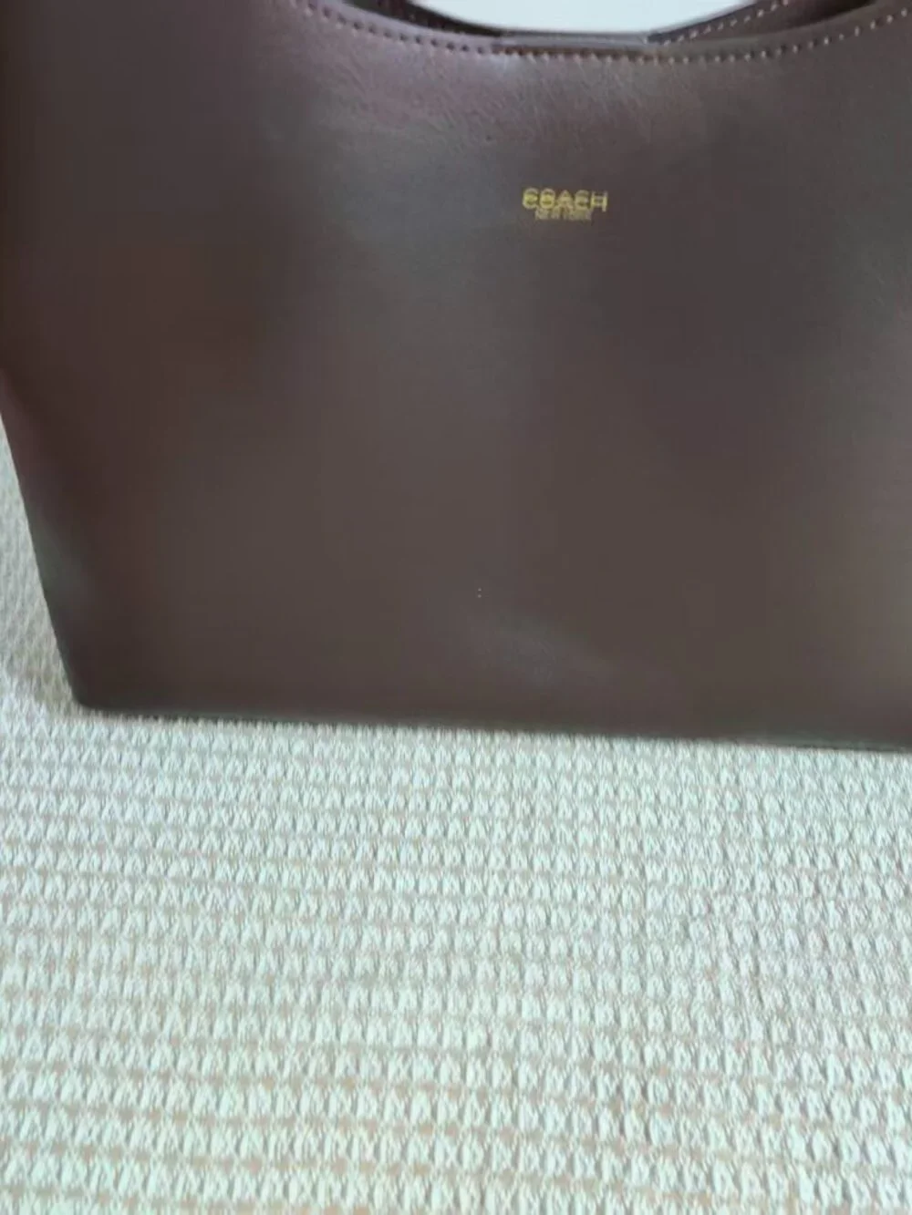 Coach Brooklyn Full Grain Leather Shoulder Bag with Gold Logo and Magnetic Closu